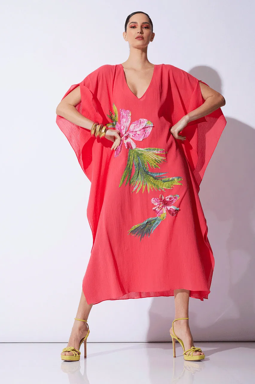 Cotton Gauze Applique Caftan