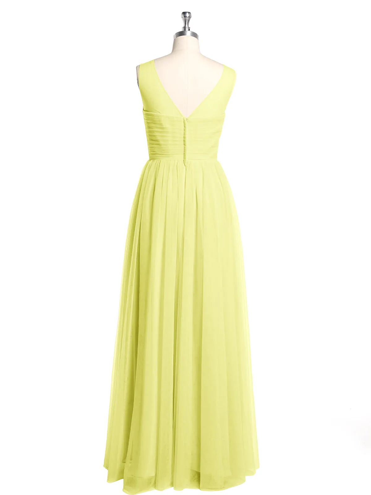 Illusion Neck Cross Tulle Bridesmaid Dresses-Daffodil