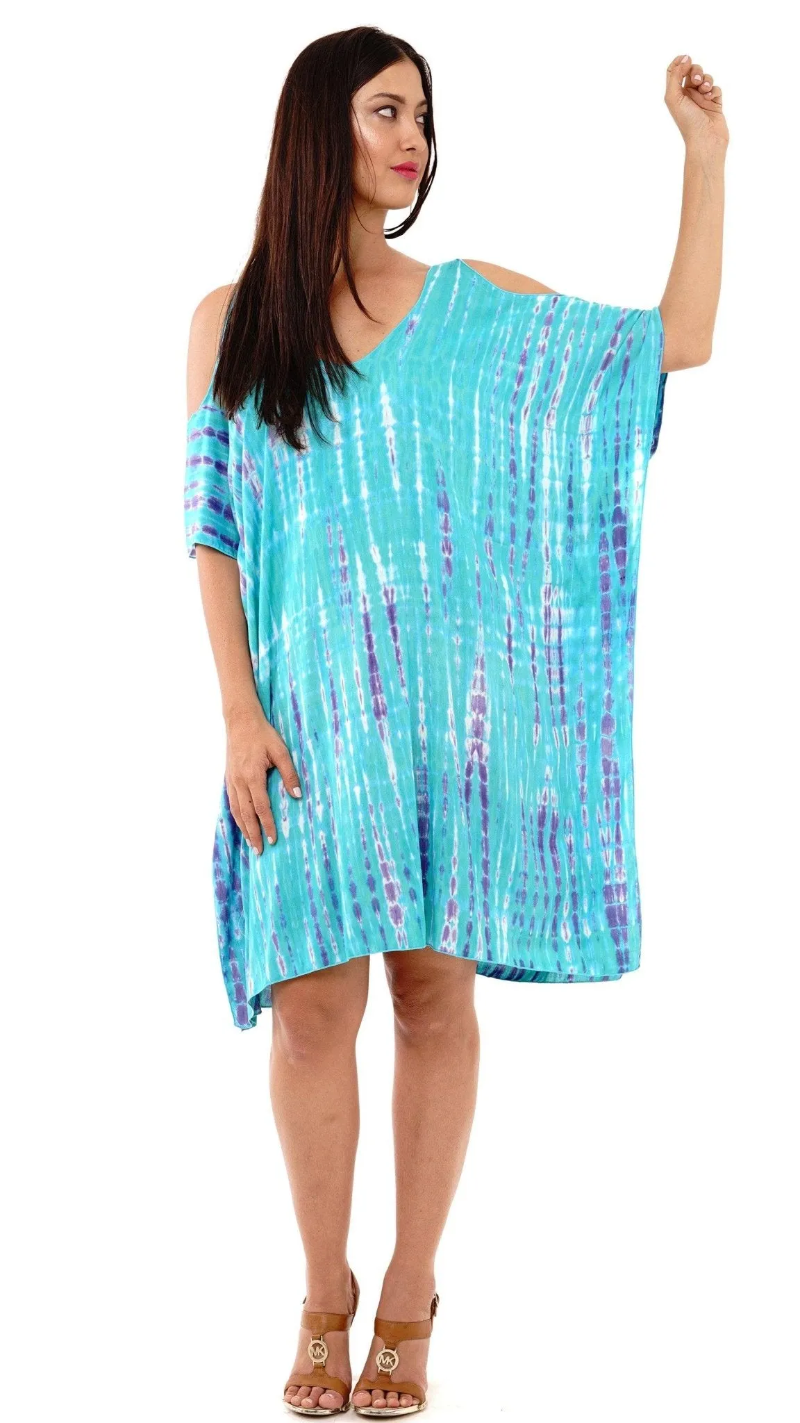 Isadora Cold Shoulder Tie Dye Tunic Dress