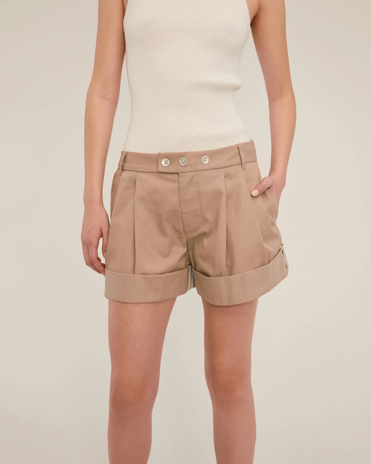 MARISSA WEBB BAILEY PLEATED CHINO SHORT - SAND BEIGE