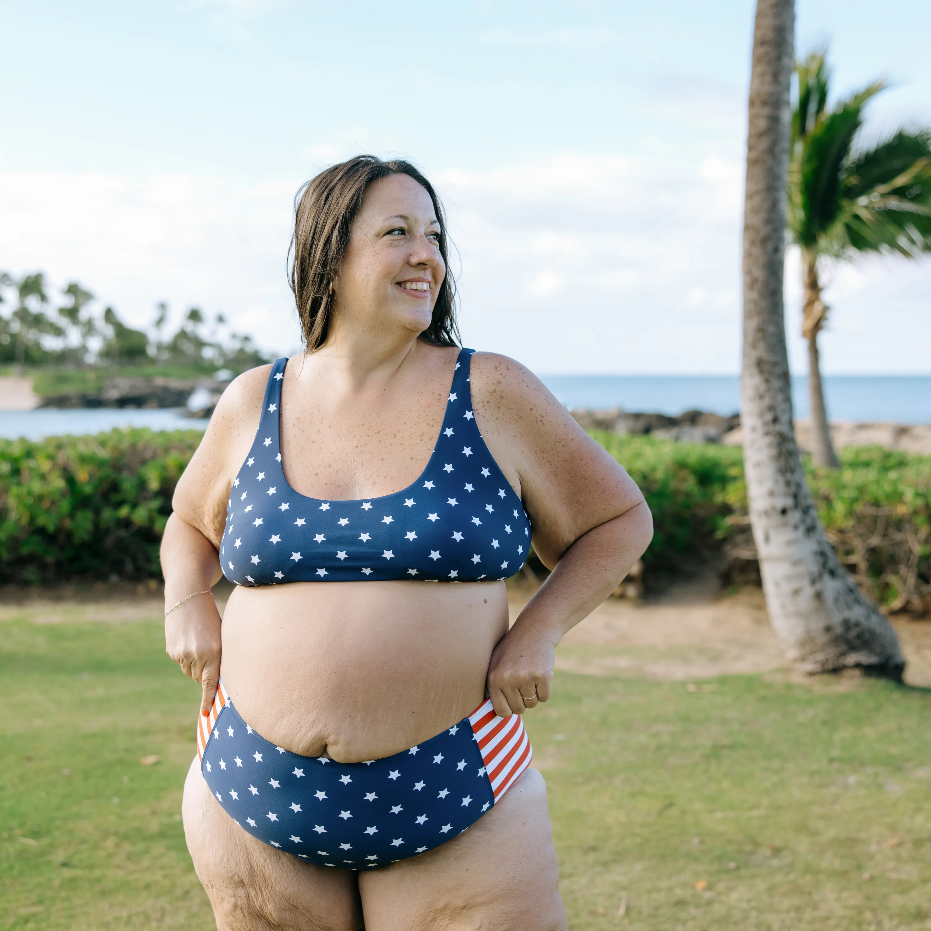Women's High Waist Bikini Bottoms | "Americana"